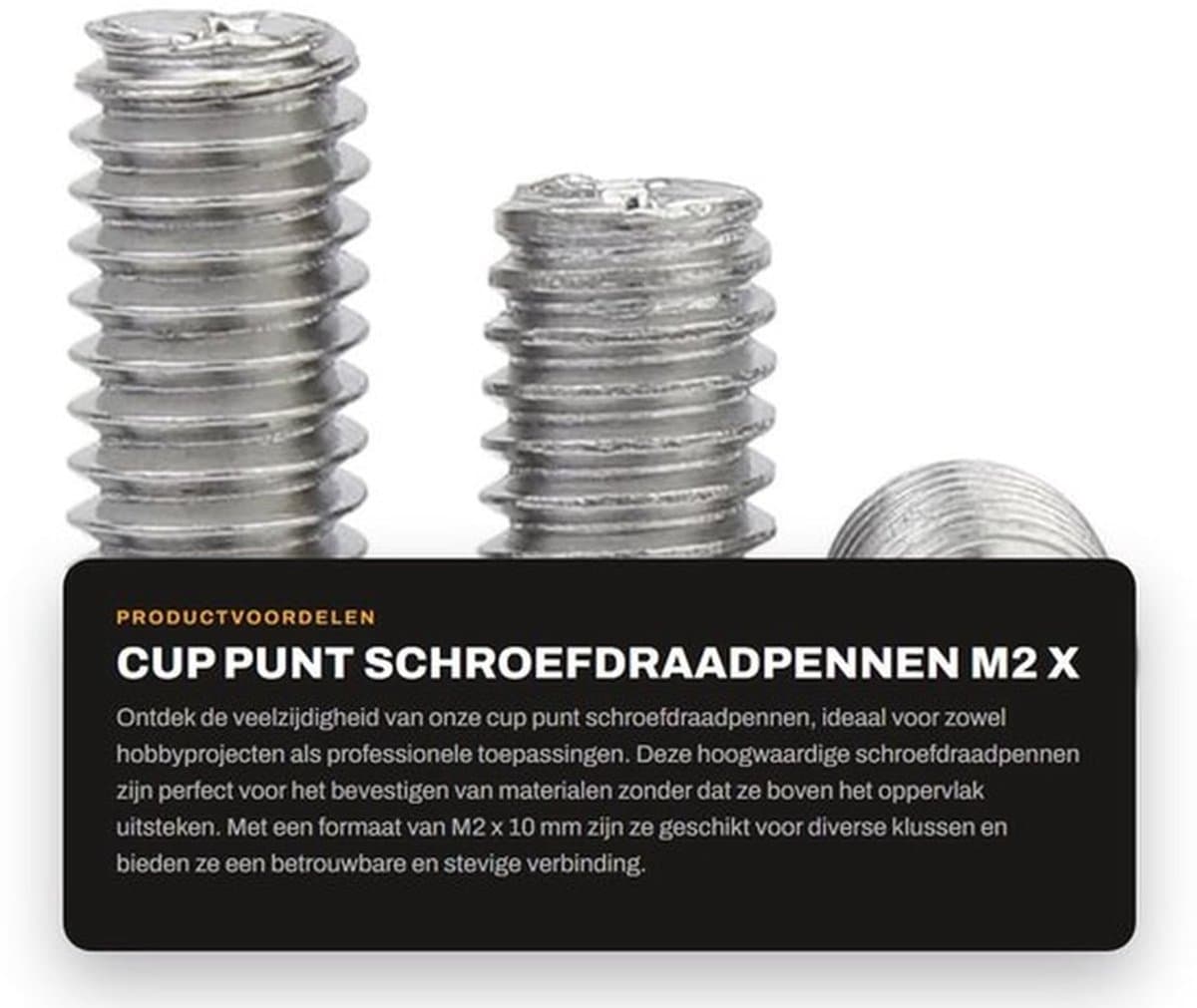 Madenschroeven M2 x 10 mm - Roestvrij Staal - 100 Stuks - Bevestigingselementen - Kruiskopschroeven - Hoogwaardige Kwaliteit - Schroefdraadpennen — afbeelding 1