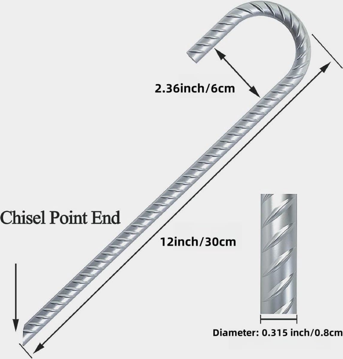 Zware J-Haak Grondankers 30cm - 10 Stuks Roestvrij Stalen Grondsteken voor Tent, Tuin en Camping — afbeelding 1