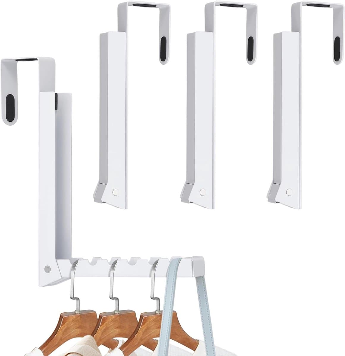 4 stuks over de deurhanger, vouwen over de deur kleding droogrek, opvouwbare hangende kapstok, opvouwbare draagbare - ShopVlot — afbeelding 1