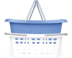 Wasmanden – Set van 2, Compact Nestbaar Ontwerp, Ruimtebesparend, Lange Draaggrepen, Inhoud 26L, Geschatte Afmetingen: 57 x 41 x 21cm, Organiseer, Bewaar & Sorteer Wasgoed