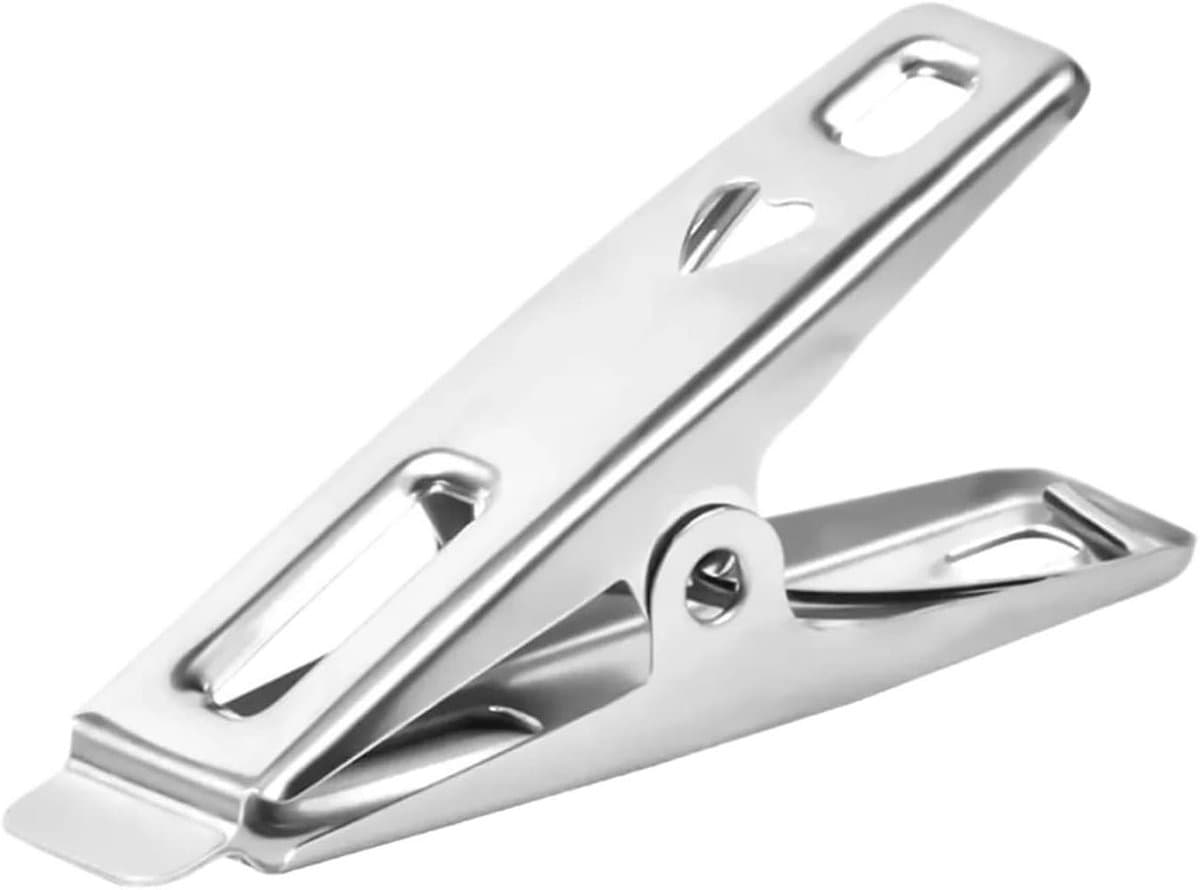 Wasknijpers RVS - Kledingklemmen Clips - Kleding Drogen - Antislip Textuur - 10 stuks - Zilverkleurig — afbeelding 1