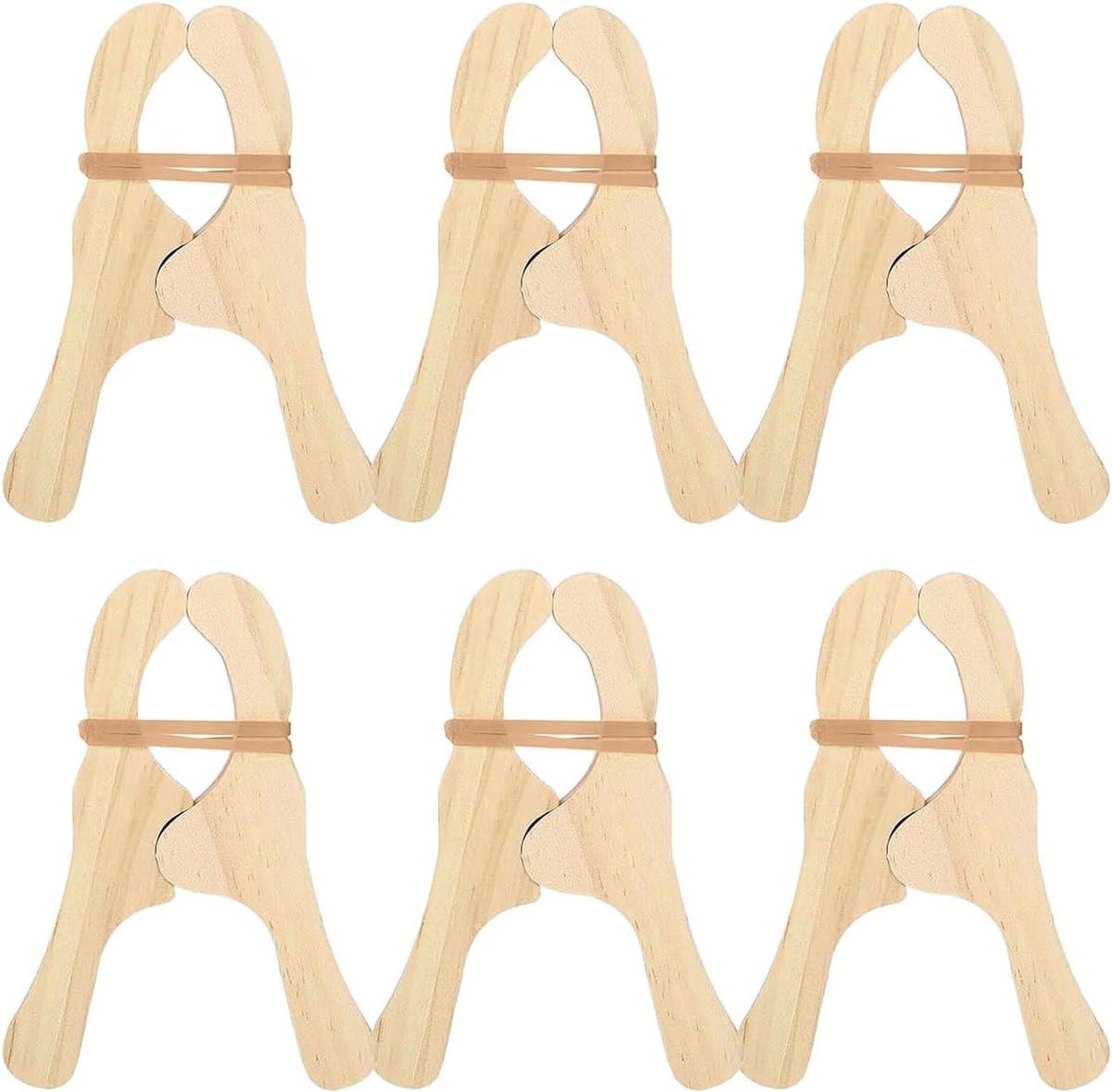 Houten Wasknijpers - Kledingknijpers Natuurlijk - Organiseren Knutselen - Robuust Splintervrij - 6 stuks - Natuurlijk Hout — afbeelding 1