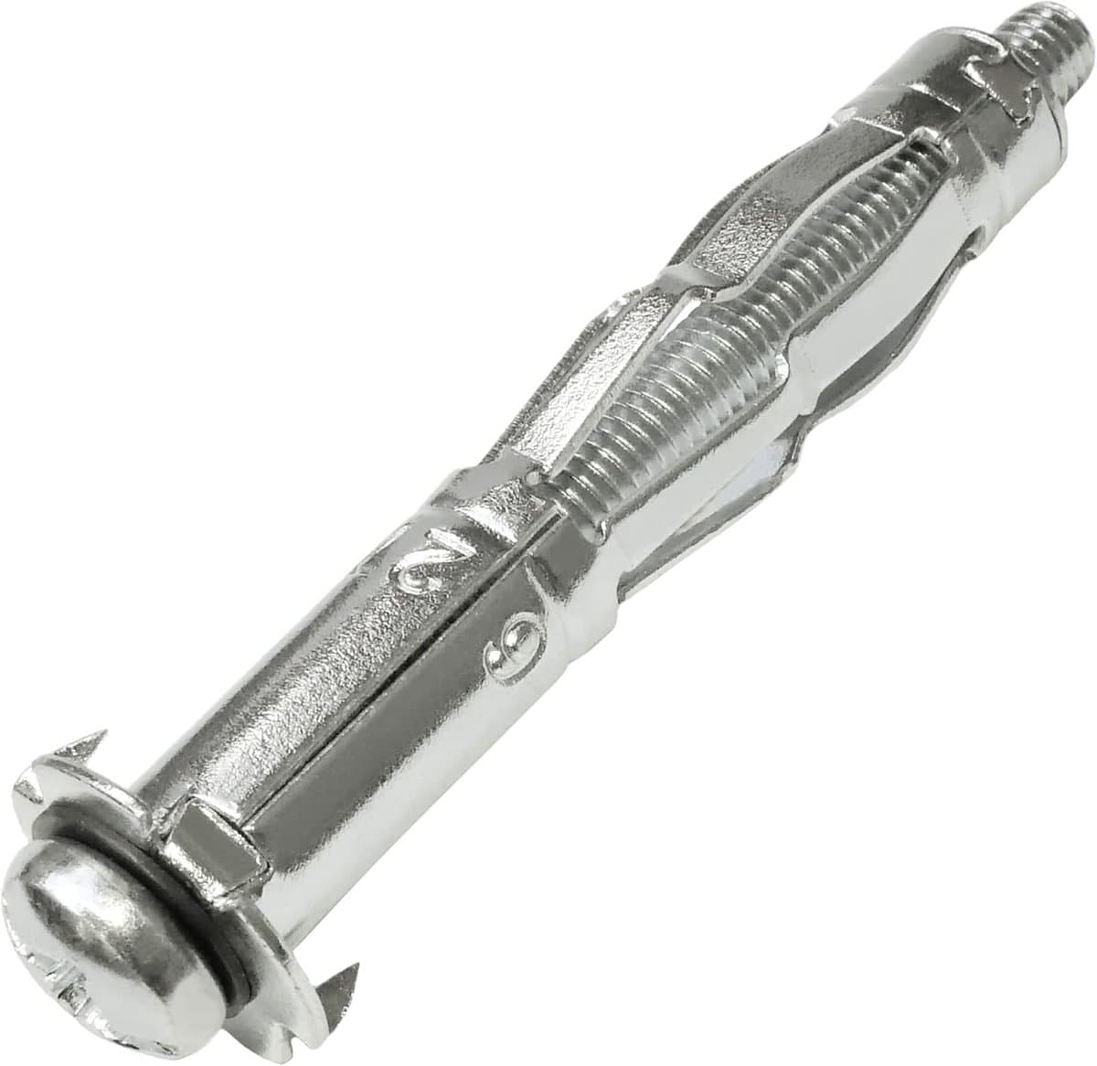 - C57489 - Set van 10 spreidpluggen Ø12x65 mm voor gipsplaat holle behuizing van metaal - met M6-schroeven - bevestiging in gipsplaten - zilverkleurig — afbeelding 1