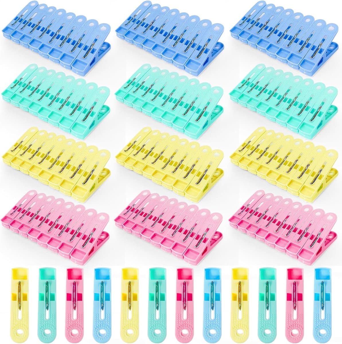Wasknijpers,4 Kleuren Stevige Wasknijpers Zonder Opdruk Voor Waslijn,Kleine Plastic Klokken Zachte Grip Kleren Pegs Winddicht voor Waslijn of Droogrek — afbeelding 1