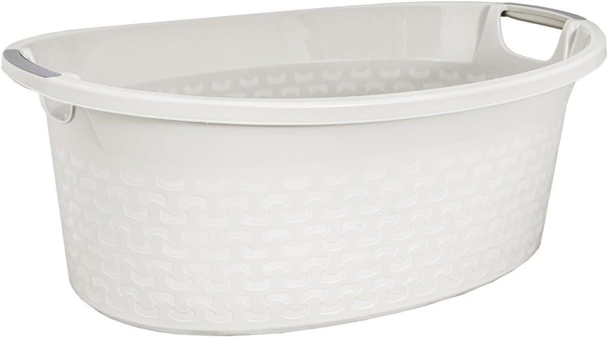 Ovale Waskom - Wasemmer Mand - Wasgoed Dragen - Met Draaggrepen - 60 Liter - Wit — afbeelding 1