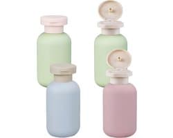 4 stuks reisflessen, reiscontainer, 100 ml, reisfles voor vliegtuig met zelfklevend etiket voor draagbare reisflessen, shampoodispenser voor handen