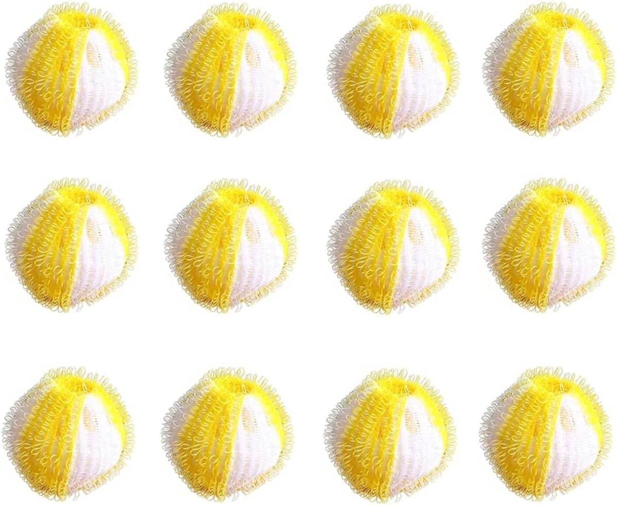 SnelShoppen - 12 stuks herbruikbare anti-haarballen voor wasmachine, geel en wit, haarvanger, wasbal, pluisjesvanger, milieuvriendelijk, effectief des — afbeelding 1