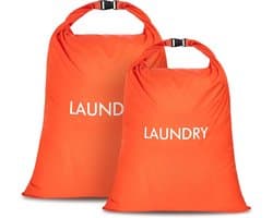SnelShoppen - Travel Laundry Bag 2 Stuks - Waterdichte Nylon Waszakken met Rolsluiting - 2 Maten - Compact Vouwbare Vuilwaszak voor Camping en Reizen