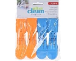 4x Oranje en blauwe handdoek knijpers 13cm