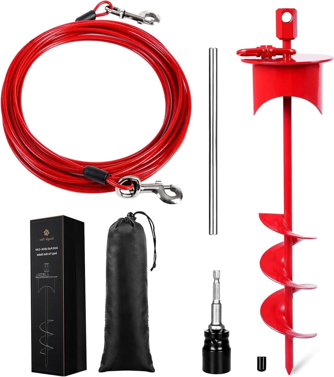 Grondanker Hond - Hondenpen - Veilige Vastzetting - Cap-lock Systeem - 44 cm - Rood — afbeelding 1