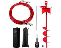 Grondanker Hond - Hondenpen - Veilige Vastzetting - Cap-lock Systeem - 44 cm - Rood