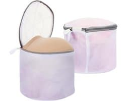 Set van 2 wasnetten voor lingerie, ideaal voor bh's, sokken en ondergoed, rond met rits, perfect voor reizen en wasmachinegebruik