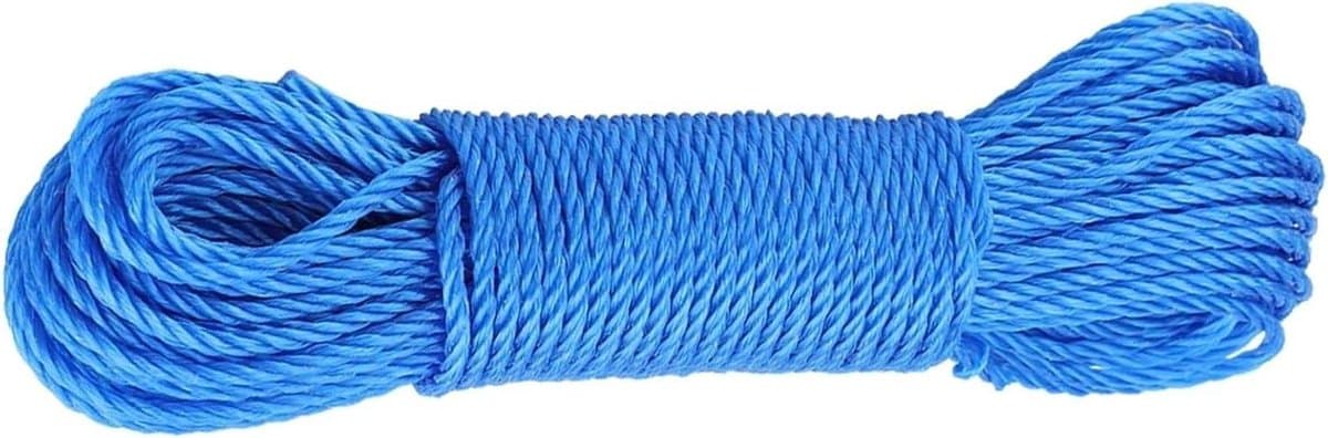 Waslijn Touw - Kledinglijn Koord - Buiten Kleding Drogen - Stevig Weerbestendig Materiaal - 20 Meter Lengte - Blauw — afbeelding 1