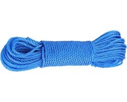 Waslijn Touw - Kledinglijn Koord - Buiten Kleding Drogen - Stevig Weerbestendig Materiaal - 20 Meter Lengte - Blauw