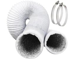 Dailygoods- Afvoerslang 100 mm Flexibel - Aluminium/PVC - Slangklemmen - Ventilatieslang - Wasdroger/Airco - 3 meter lengte