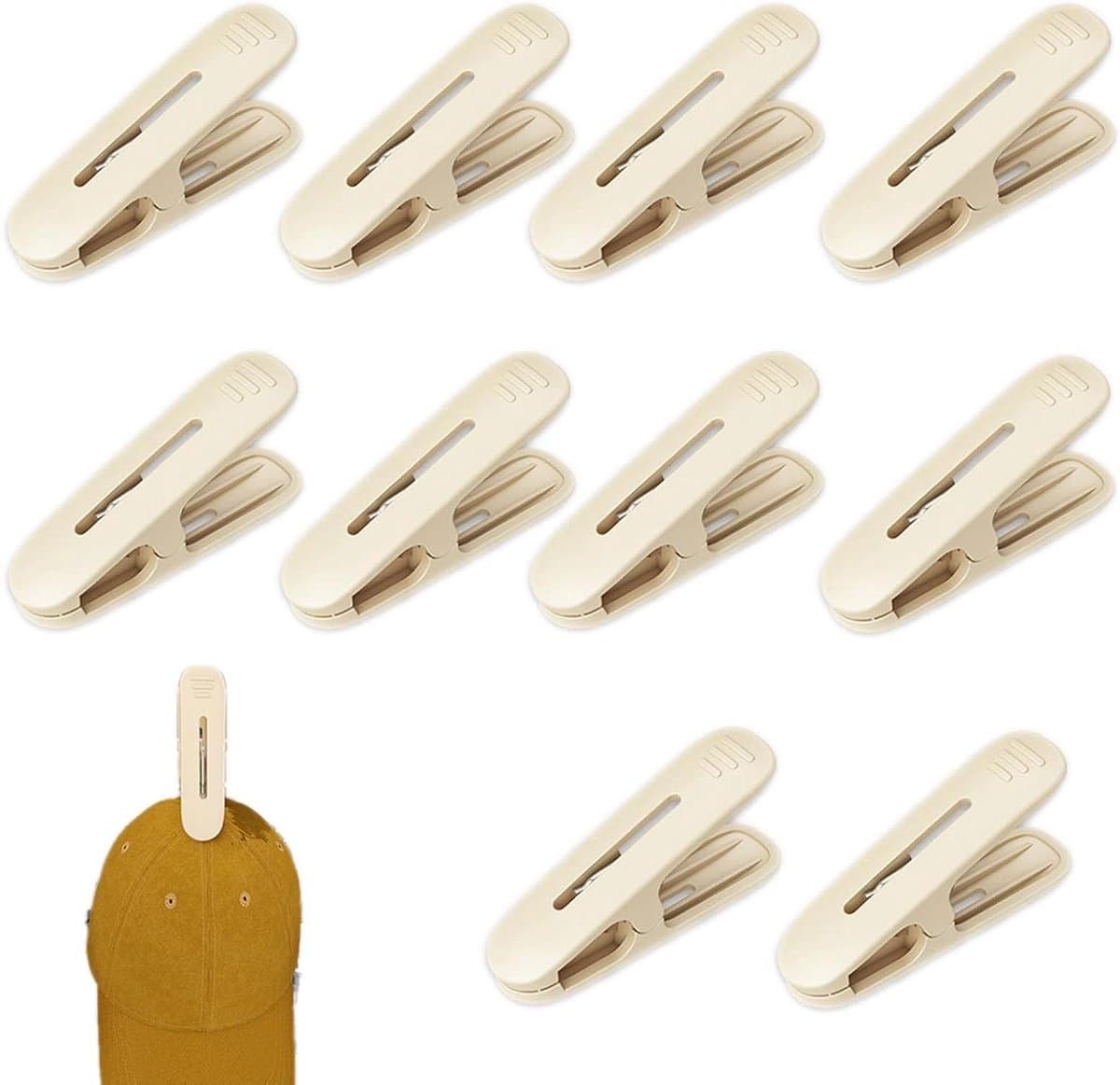 Kleding Pins - Wasknijpers Hanger - Kleding Drogen - Winddichte Clip - 10 Stuks - Romig — afbeelding 1
