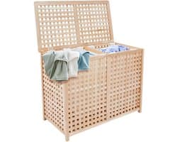 Ruime wasmand 89 x 46 x 67 cm met 2 waszakken, dubbele wasmand voor badkamer, wasruimte en zwembadgebruik
