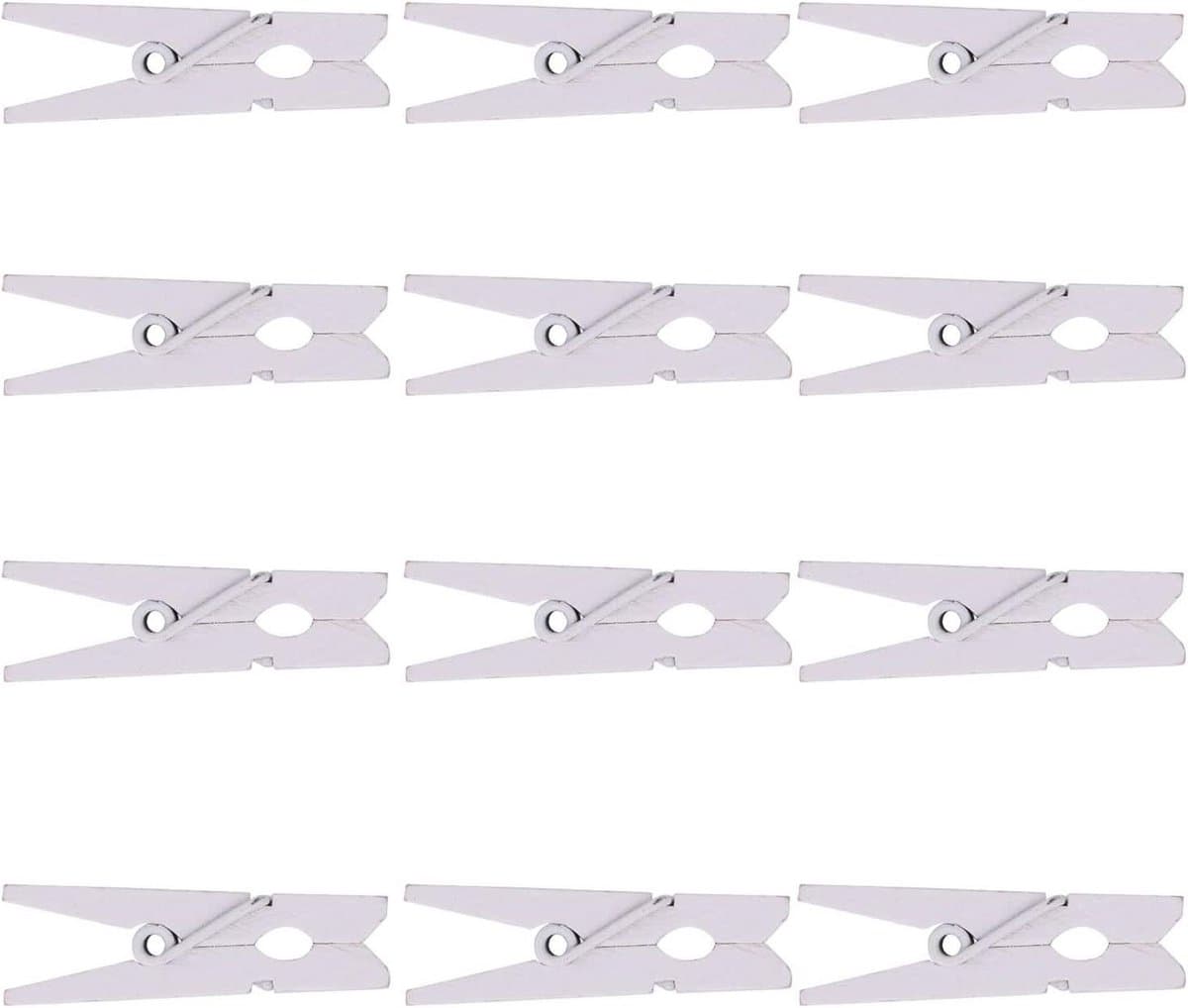 Kleine houten pinnen - Mini knijpers - Foto's ophangen - Rustieke uitstraling - 50 stuks - Wit — afbeelding 1