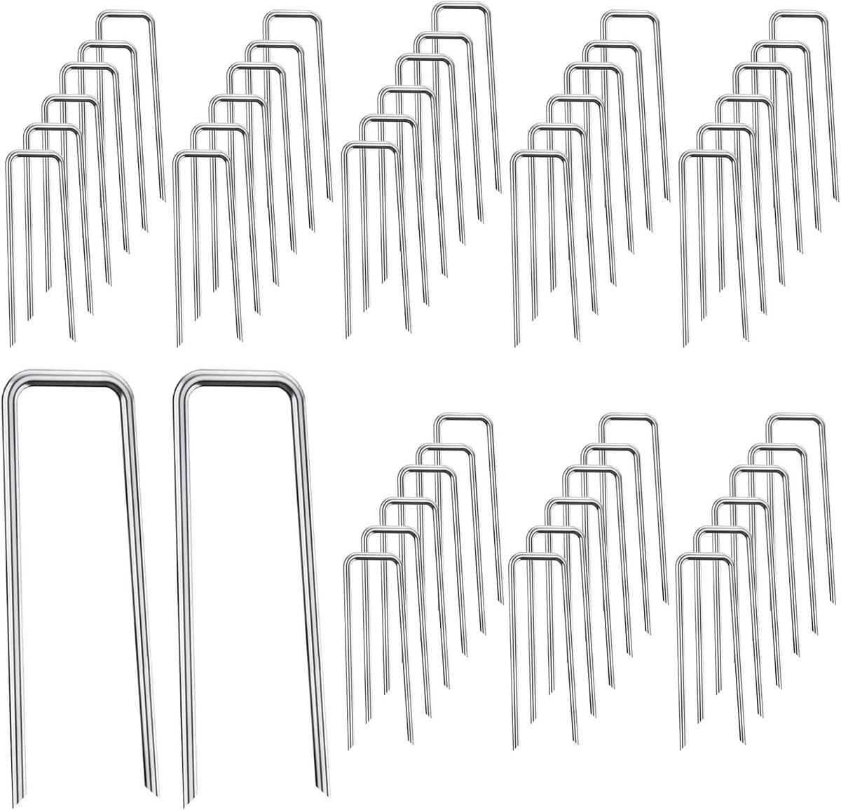 U-vormige grondankers, 50 stuks, RVS bodemankers voor kunstgras, netten en weefsel, 3 x 40 x 150 mm, duurzaam en weerbestendig — afbeelding 1