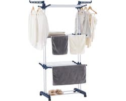Opvouwbaar Droogrek 4 Niveaus - Ruimtebesparend Wasrek met Wielen en Haken voor Kleding en Handdoeken