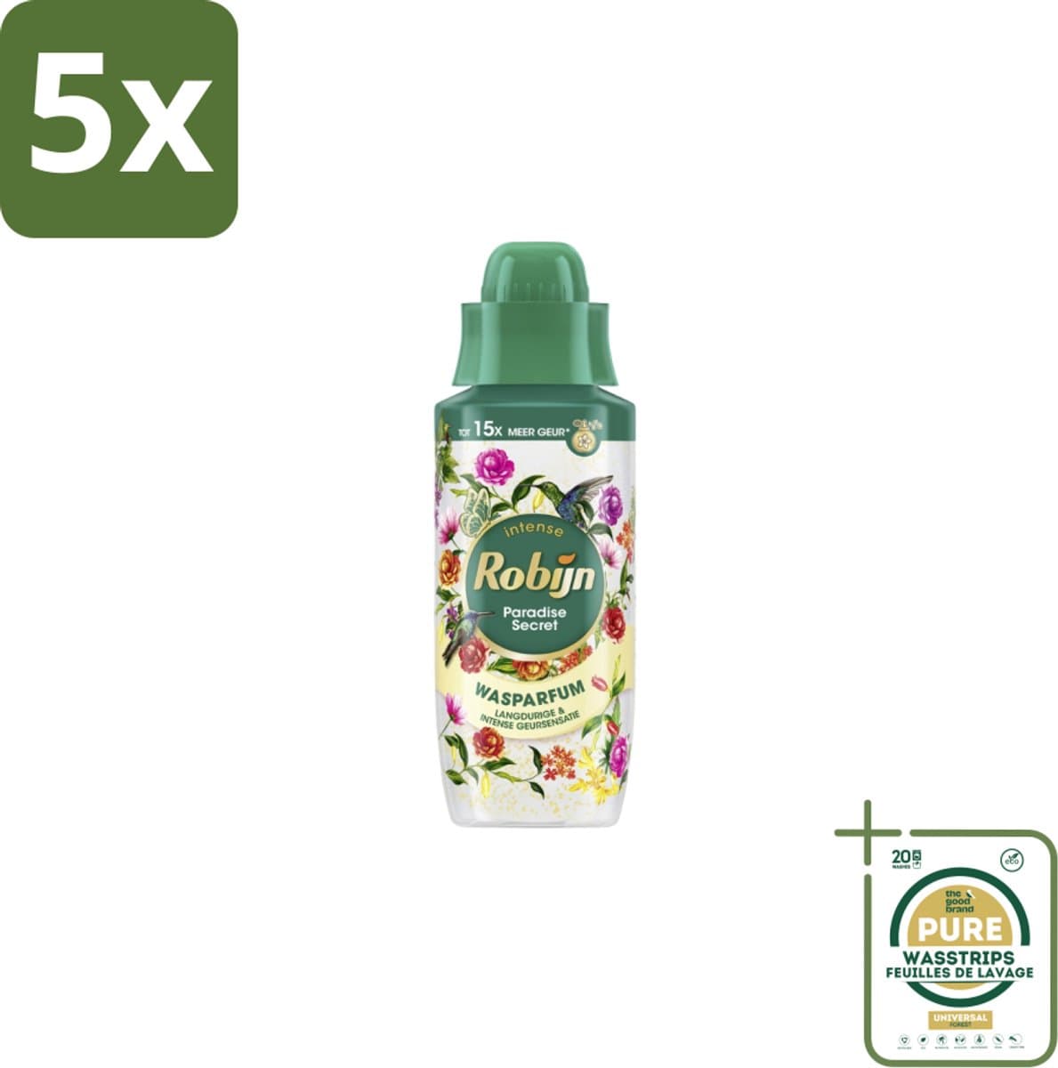 5 x Robijn Wasparfum Paradise Secret 342 ml - Grootverpakking - Wasparfum - Wasparfum Voor Was - Wasparfum Paradise Secret - Wasparfum Voor Kleding - Wasparfum Met Geurpareltjes — afbeelding 1