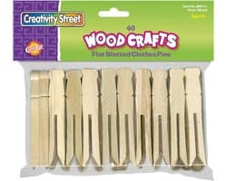 Houten Wasknijpers Plat Naturel - Set van 40 Stuks