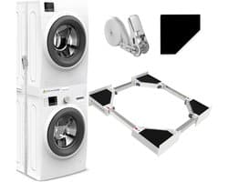 Wasdroger Combinatie - Wasmachine Brack - 46-66cm Breedte - RVS Draagconstructie - Antislip & Trillingsdemper - Ruimtebesparend - Voor Wasruimte — afbeelding 1