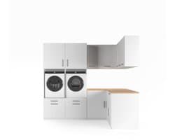 Wasophoogte® Wasmachine Kast Los Angeles - Wasmachine verhoger - Wasmachine ombouw - 700(D)*2630(B)*2350(H) mm - Wit