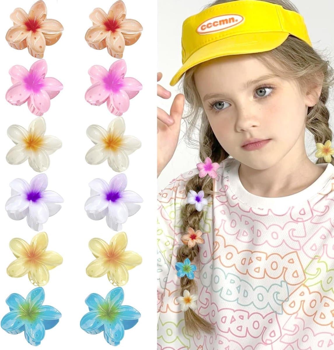 Inovra Plus - Bloemenhaarclips 12 stuks, antislip bloemenhaarklemmen voor dames - ideaal voor reizen, vakantie en feestjes - bloemklauwen, Hawaiiaans, klein — afbeelding 1