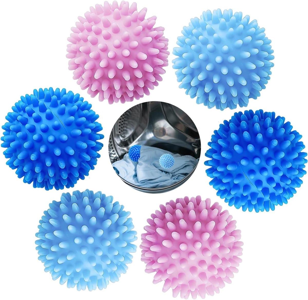 Allecto Plus - 6-pack Herbruikbare Drogerballen voor Wasdroger - Milieuvriendelijke Wasbal - Geschikt voor Vloeibaar Wasmiddel - Besparing van Tennisballen - Alternatief voor Drogerballen in Wasmachine — afbeelding 1