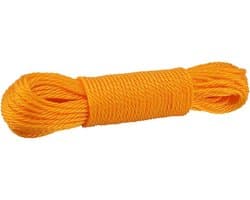 Allecto Plus - Handgeweven katoenen waslijn van 20 meter voor camping en tuin, oranje.