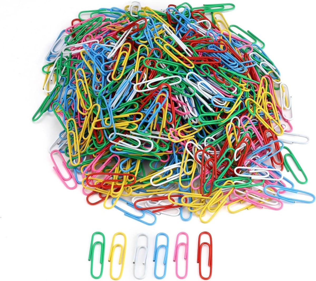 600 Gekleurde Paperclips Klein - Kunststof Gecoat Ijzer voor Documenten, Foto's en Posters — afbeelding 1