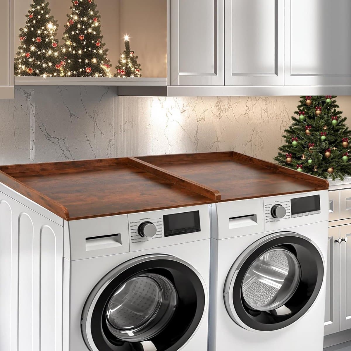 Houten Wasdroogrek voor Boven de Wasmachine of Droger Set van 2 — afbeelding 1