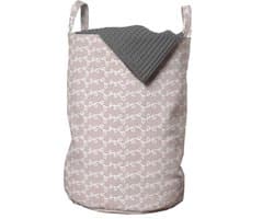 ABAKUHAUS botanische waszak, monochroom bladkunst, wasmand met handvatten, trekkoordsluiting voor wasserettes, 33 cm breedte × 49 cm hoogte, licht zalmwit