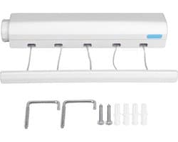 Goodivery ® Uitschuifbare waslijn voor binnen en buiten, uitbreidbaar, 4/5 draad, ruimtebesparend, uitschuifbare waslijn voor badkamers, balkons, patio's (vijf touwen)