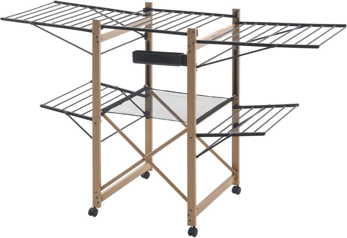 MKSS® Wasrek Inklapbaar - Droogrek Staand - Wasdroger - Bruin met Zwart — afbeelding 1