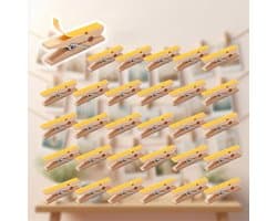 Set van 30 mini zelfklevende houten knijpers voor foto's en decoratie