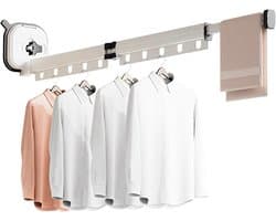Intrekbaar Droogrek voor aan de Muur - 360 graden draaibaar - 1 stuk - Aluminium