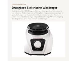 Dailygoods - Draagbare Elektrische Wasdroger - Energiebesparend - Compact formaat - Thuisgebruik - Krachtige 1200W - Ideaal voor kleine ruimtes