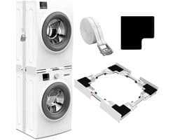 SnelShoppen - Universele Stacking Kit voor Wasmachine en Droger, Verstelbare Montageframe Set voor 46-66 cm, Duurzaam Kunststof en RVS, Inclusief Ratc