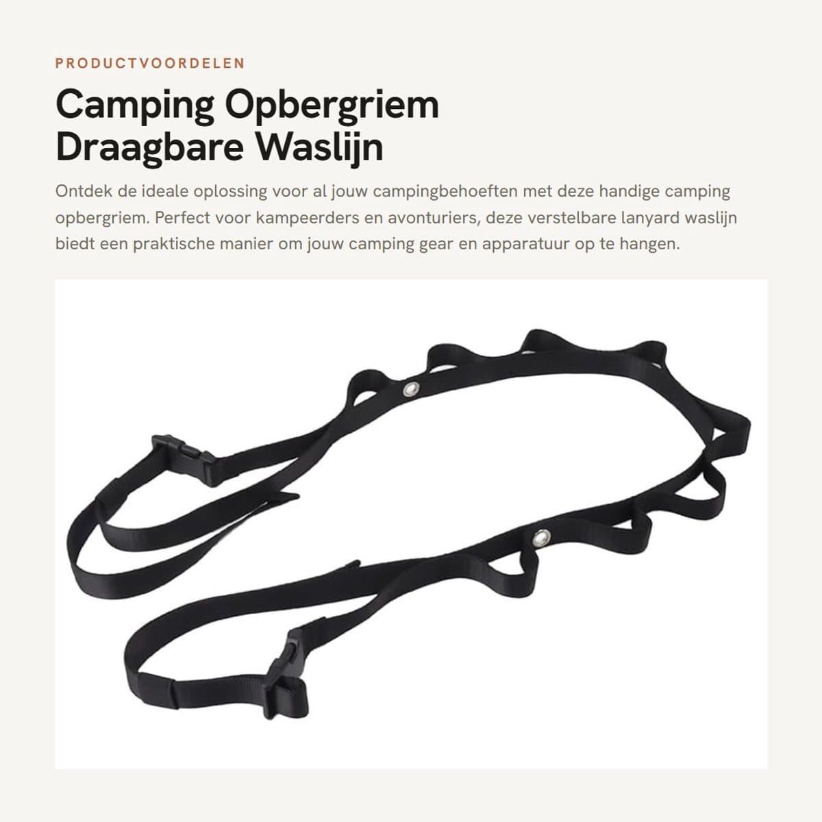 Dailygoods- Opbergriem Verstelbaar - Draagbare Waslijn - Nylon Touw - Camping Gear - Sterk Draagvermogen - Eenvoudig Ontwerp — afbeelding 1