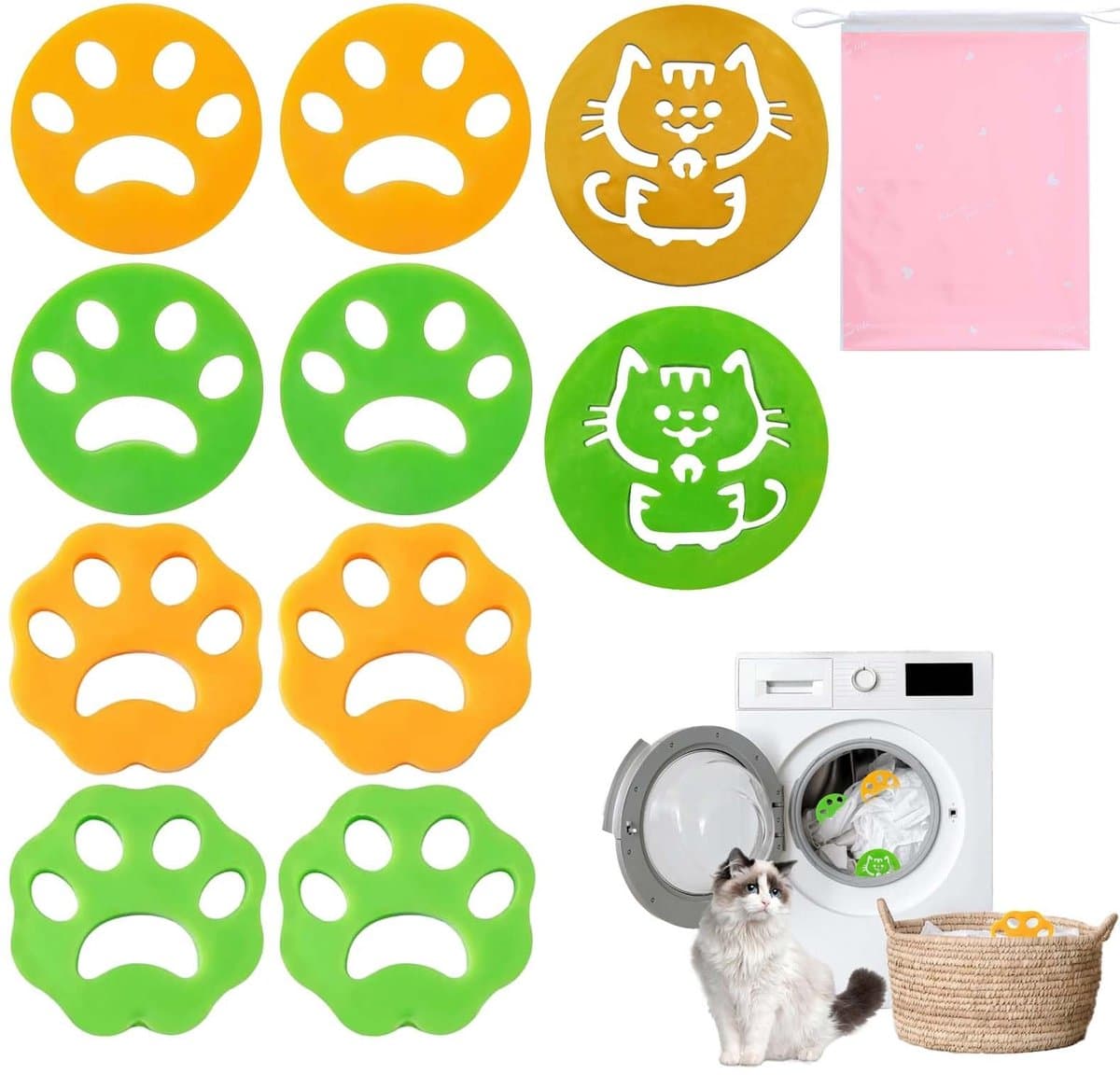 Solidchoice - Set van 10 Herbruikbare Pet Hair Removers met Waszak — afbeelding 1