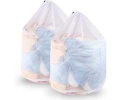 Wasnetten voor Wasmachine, 60 x 80 cm Wasnet met Trekkoord Dunne Herbruikbaar Mesh Waszakken Waszak Wasmachine voor Blouse Ondergoed Jas Broek (L+L)