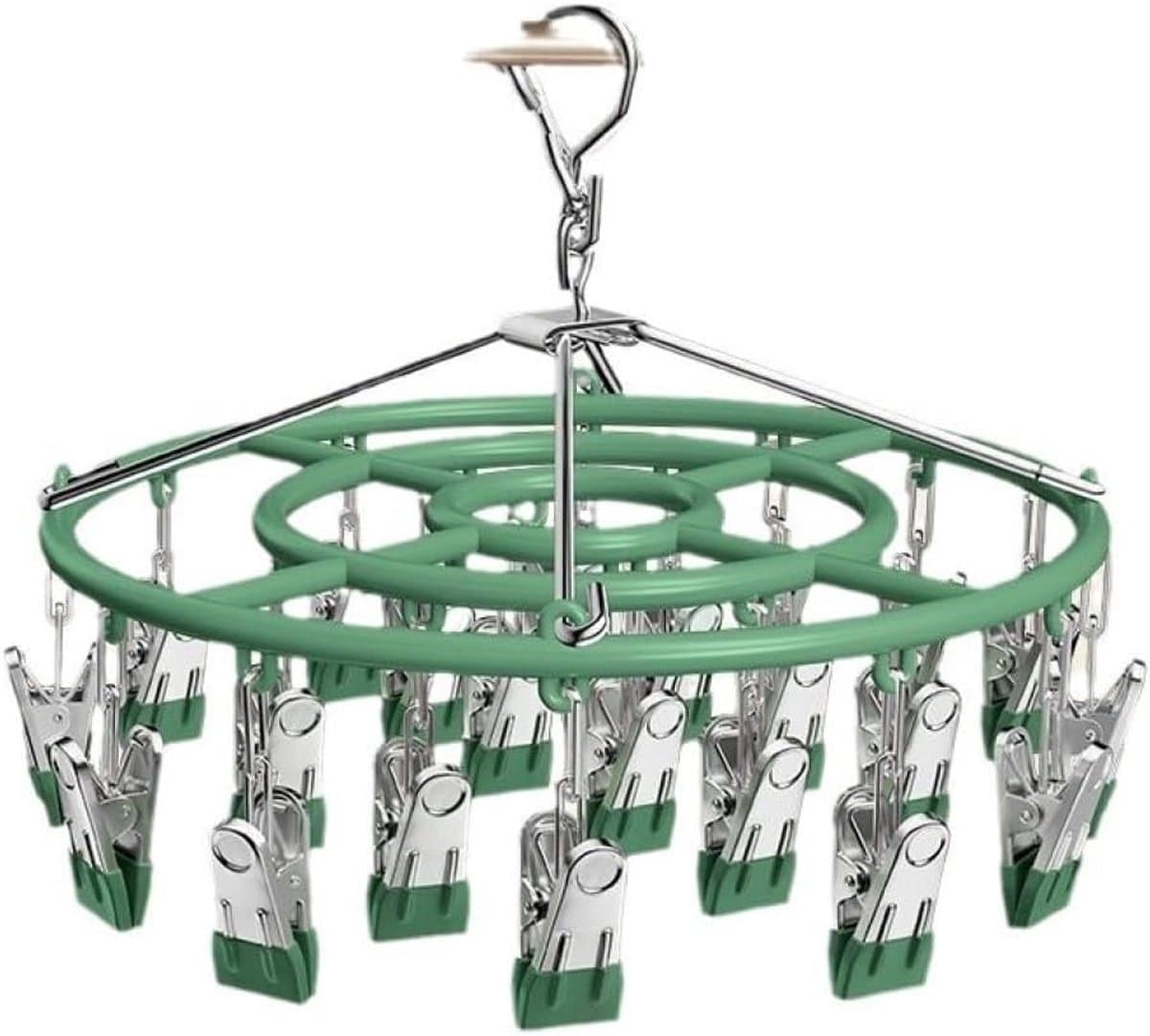 Droogrek voor Kleding met 24 Clips, Rotatable en Windproof, Ideaal voor Sokken en Ondergoed — afbeelding 1