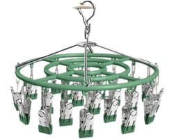 Droogrek voor Kleding met 24 Clips, Rotatable en Windproof, Ideaal voor Sokken en Ondergoed