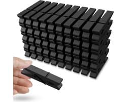 Houten Knijpers - Kleurrijke Clips - Foto's Ophangen - Stevige Constructie - 50 Stuks - Zwart