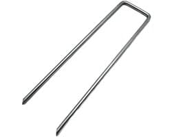 U-vormige metalen tuinpalen - Robuuste verankeringspalen - Gegalvaniseerde, roestvrije palen - Scherpe afgeschuinde uiteinden voor eenvoudige plaatsing in de grond - Stabiliseren tuinelementen-2.5mm*4cm*10cm
