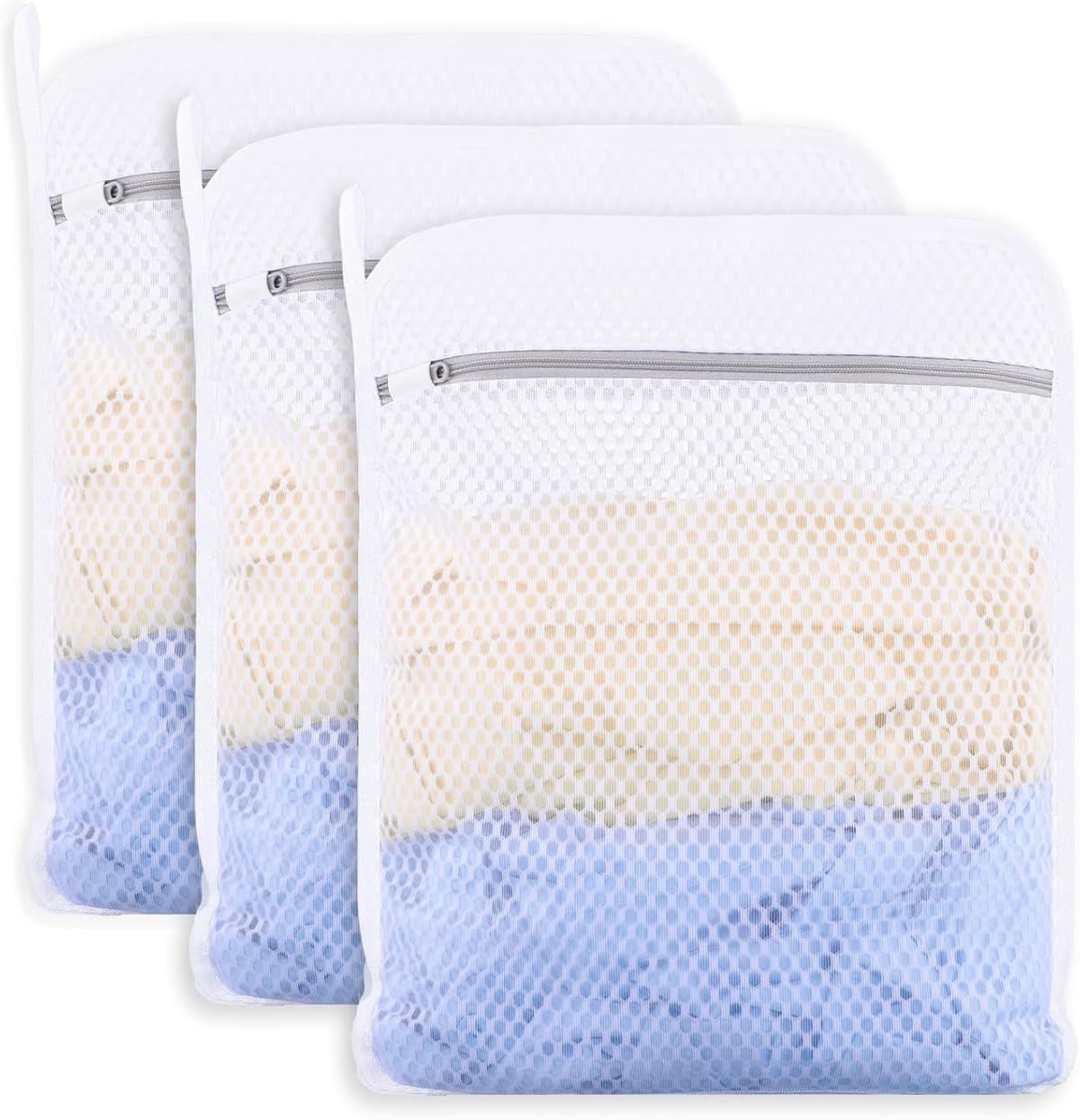 Duurzame 3-delige honingraat mesh zakken voor delicate was, herbruikbaar 12"x16 — afbeelding 1