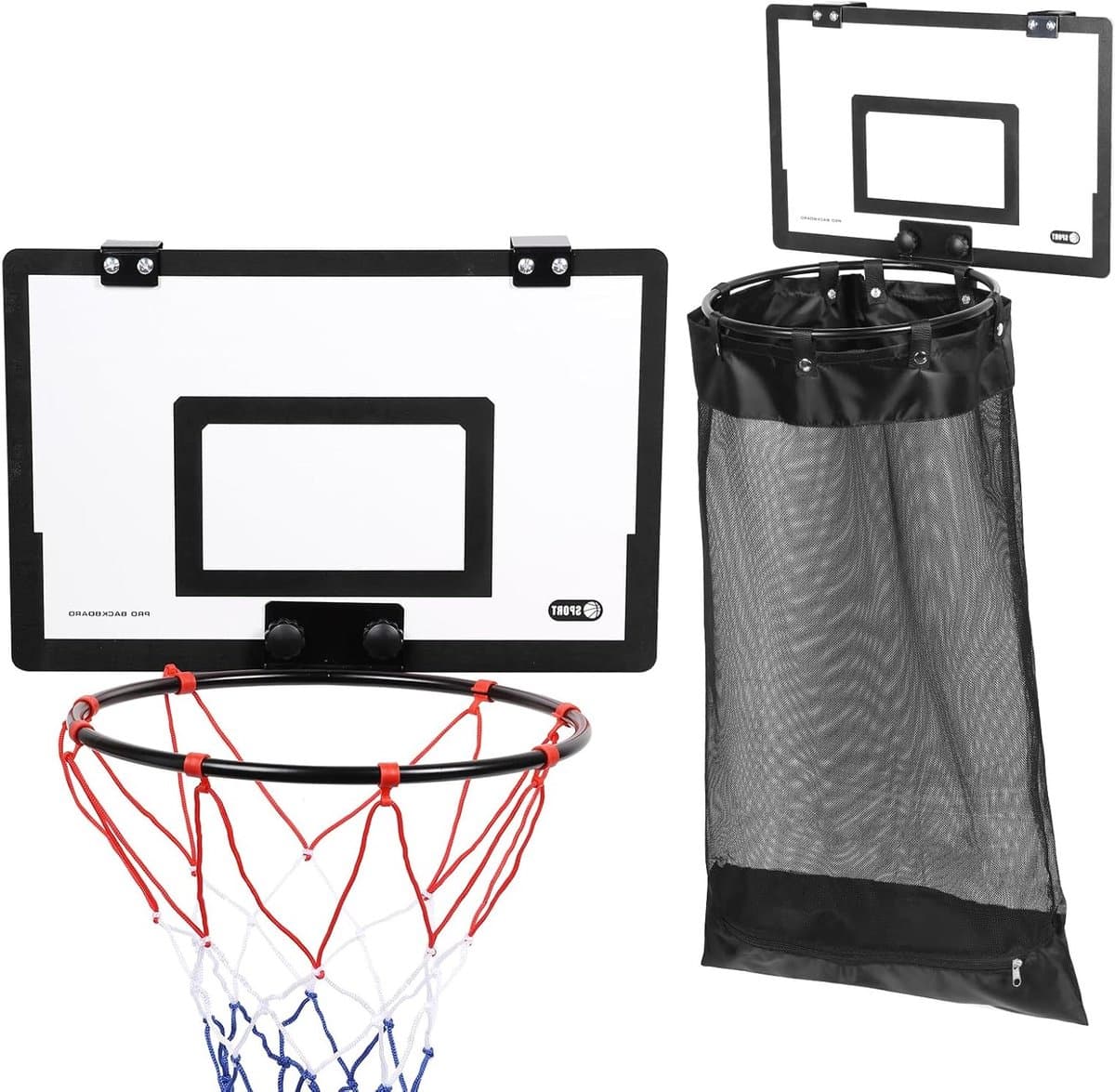 Hanging Laundry Hamper voor Basketballen, Makkelijk te Bevestigen, Ideaal voor Slaapkamer en Badkamer, 2-in-1 Wasmand met Rits, Geen Boren Nodig, Perfect voor Huishoudens en Hotels — afbeelding 1