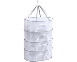 4-laags hangend droognet voor kruiden met rits - 50 × 70 cm - opvouwbaar droogrek voor bloemen, zaden, vissen, planten en groenten